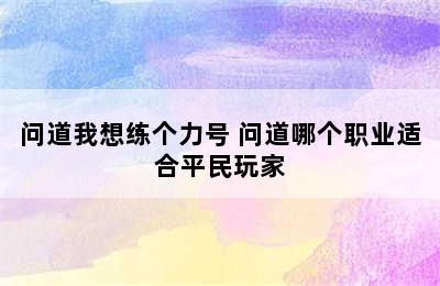 问道我想练个力号 问道哪个职业适合平民玩家